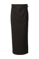 Czarna prosta spódnica z paskiem i bocznym rozcięciem