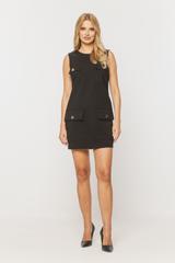 Czarna sukienka mini z naszywanymi kieszeniami
