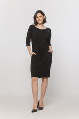 Czarna sukienka z gumką w talii