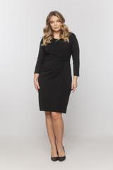 Czarna sukienka z miękkiej dzianiny i modelującym supłem