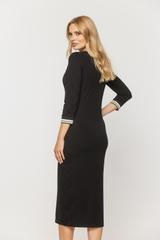 Czarna sukienka za kolano z ozdobnymi ściągaczami