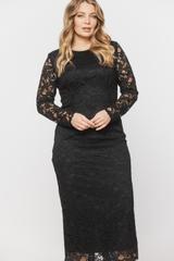 Czarna sukienki z koronki o długości midi