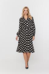 Czarna szmizjerka w grochy z bufiastym rękawem