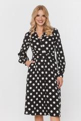 Czarna szmizjerka w grochy z bufiastym rękawem