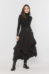 Czarna szykowna spódnica z efektownymi podpięciami