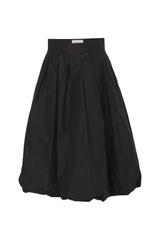 Czarna taftowa spódnica bombka z zakładami i kieszeniami