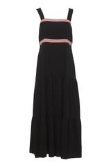 Czarna wiskozowa sukienka midi na ramiączkach