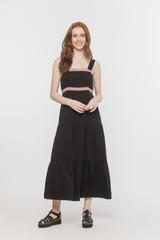 Czarna wiskozowa sukienka midi na ramiączkach