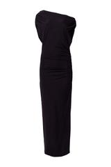 Czarna zmysłowa sukienka z drapowaniem i dekoltem typu woda