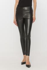 Czarne długie leginsy z elastycznej eko skóry