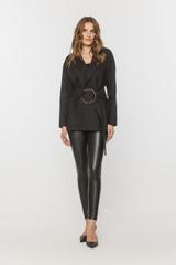 Czarne długie leginsy z elastycznej eko skóry