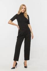 Czarne dzianinowe spodnie w kant z gumką w pasie