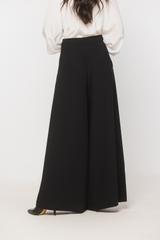 Black palazzo trousers with darts and pockets