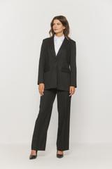 Czarne spodnie w subtelny pionowy prążek