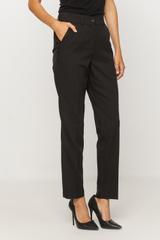Czarne spodnie z kantem o eleganckim zwężanym fasonie