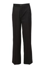 Czarne szerokie spodnie z zakładkami w eleganckim stylu