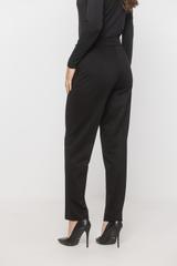 Czarne zwężane spodnie w kant z dzianiny punto