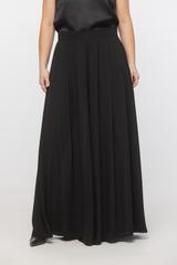Czarne zwiewne spodnie palazzo w eleganckim stylu