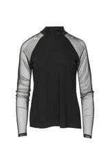 Czarny dopasowany półgolf z siateczkowymi rękawami