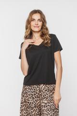 Czarny klasyczny t-shirt z modalu i bawełny