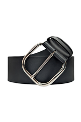 Czarny szeroki pasek z gładkiej skóry naturalnej