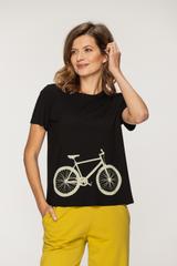 Czarny t-shirt z krótkim rękawem