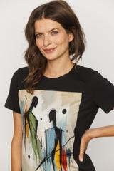 Czarny t-shirt z okrągłym dekoltem