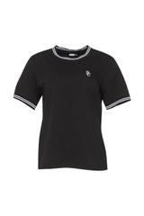 Czarny T-shirt ze ściągaczami i białym logo