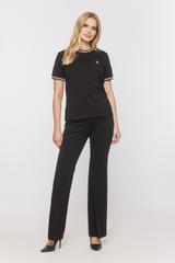 Czarny T-shirt ze ściągaczami i białym logo