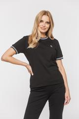 Czarny T-shirt ze ściągaczami i białym logo