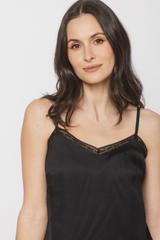 Czarny top z koronką z wiskozowej satyny