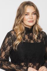 Czarny transparenty półgolf z koronki