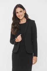 Black jacket with slimming pleats
