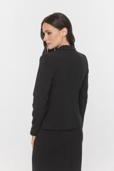 Black jacket with slimming pleats