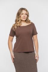 Czekoladowa bluzka z dzianiny odsłaniająca ramiona