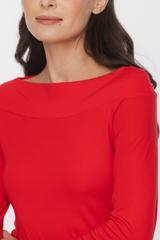 Czerwona elastyczna bluzka z dekoltem łódka