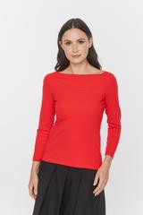 Czerwona elastyczna bluzka z dekoltem łódka