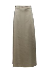 Długa oliwkowa spódnica z eleganckiej satyny
