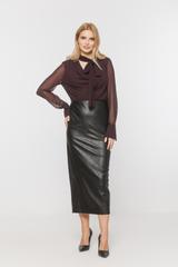 Długa spódnica z czarnej skóry ekologicznej