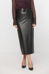 Długa spódnica z czarnej skóry ekologicznej