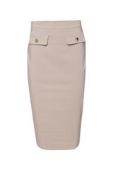 Dopasowana beżowa spódnica z ozdobnymi patkami