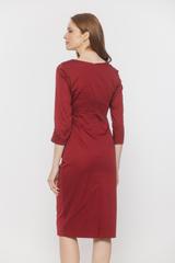 Dopasowana burgundowa sukienka z dekoltem w serek