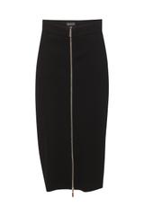 Dopasowana czarna spódnica midi z suwakiem i kieszonkami