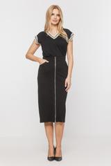 Dopasowana czarna spódnica midi z suwakiem i kieszonkami