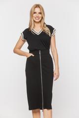 Dopasowana czarna spódnica midi z suwakiem i kieszonkami