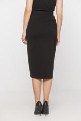 Dopasowana czarna spódnica midi z suwakiem i kieszonkami