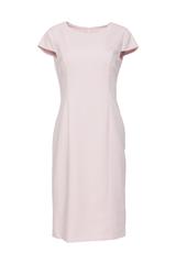 Dopasowana jasnoróżowa sukienka za kolano