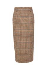 Dopasowana spódnica z wełną w drobną kratkę
