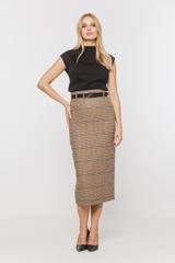 Dopasowana spódnica z wełną w drobną kratkę