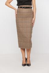 Dopasowana spódnica z wełną w drobną kratkę